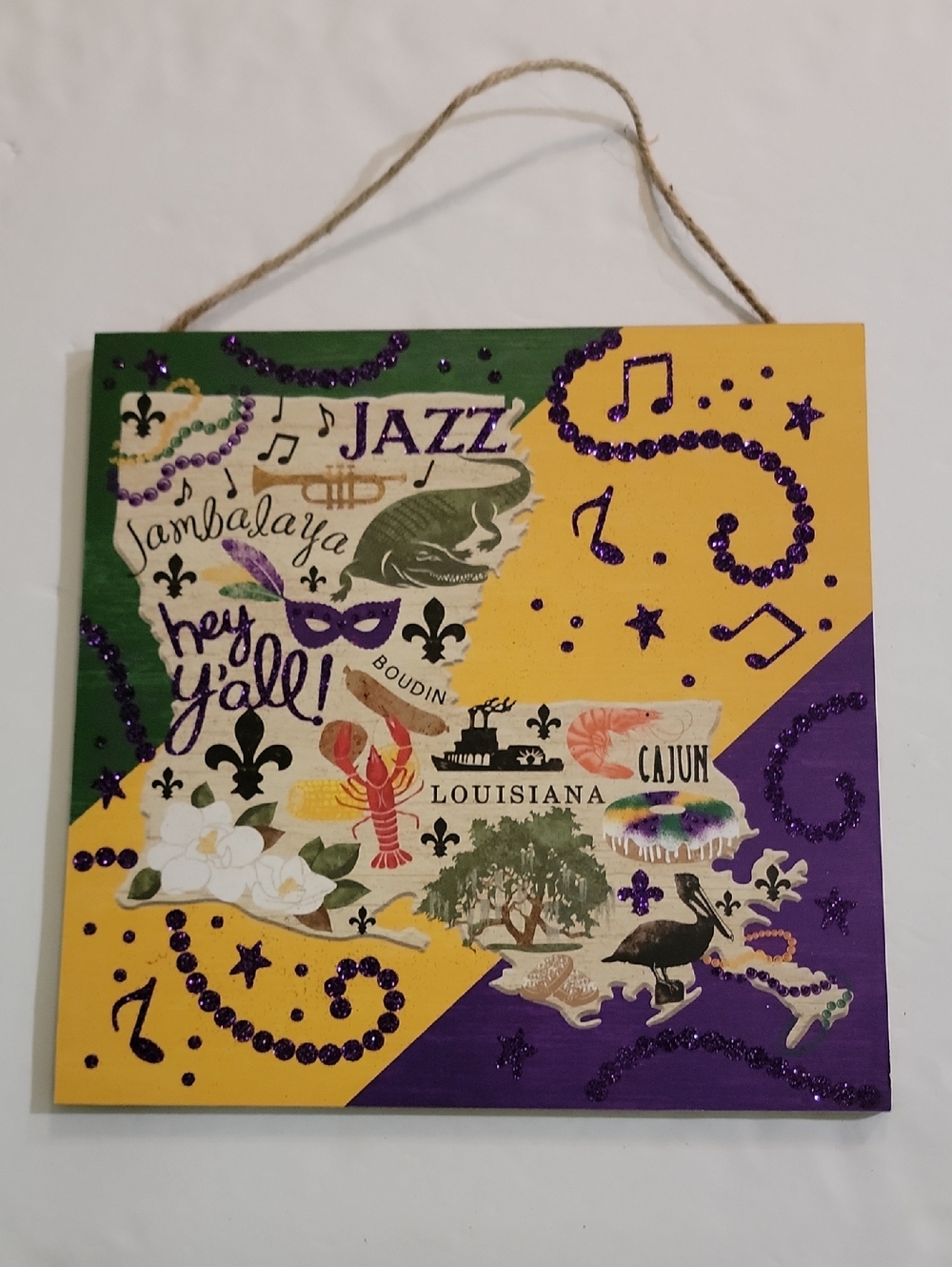 Louisiana Culture Map Hanging Wall Sign